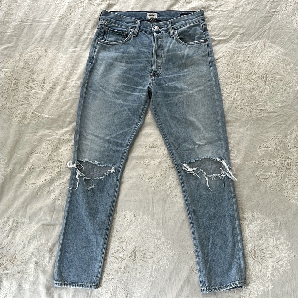 Women’s Citizens of Humanity Liya High Rise Classic Fit Crop Distressed Size 26